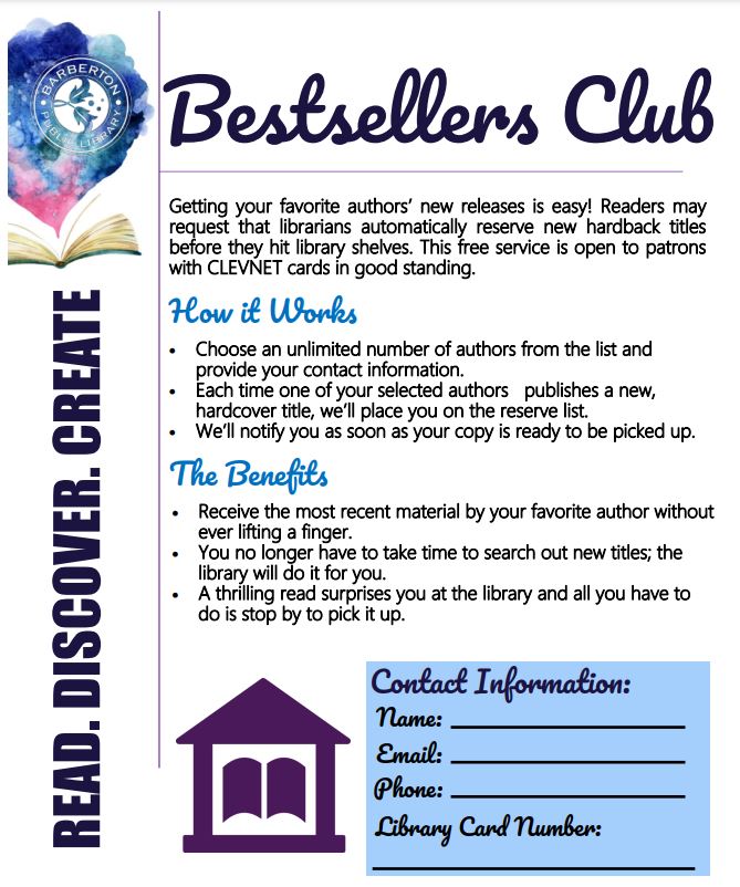 Bestsellers Club | Barberton Public Library