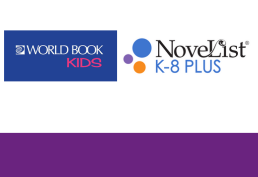 World Book Kids logo and Novelist K-8 Plus logos